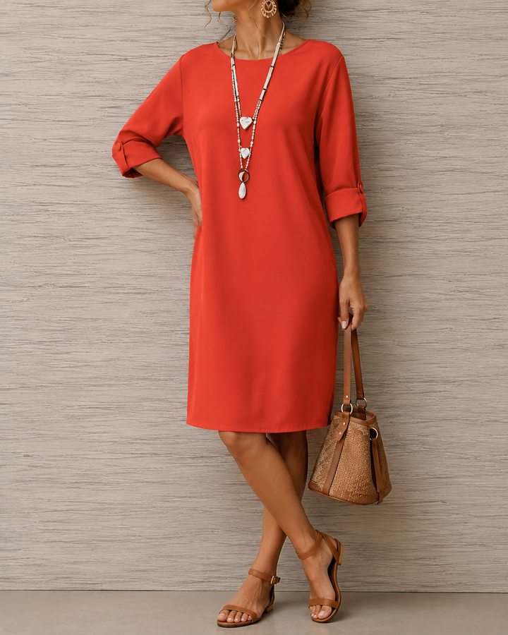 Huguette - Round-Neck Shift Dress With Pockets