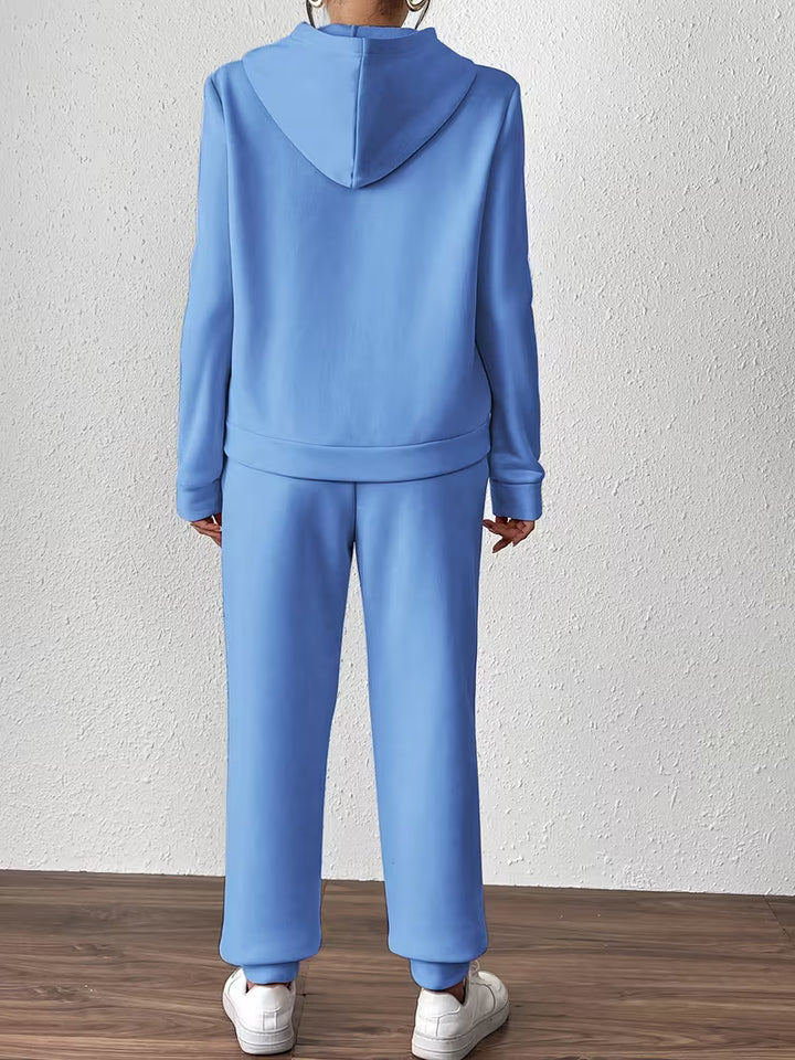 Feneila - Pearl-Embellished Hooded Two-Piece Set