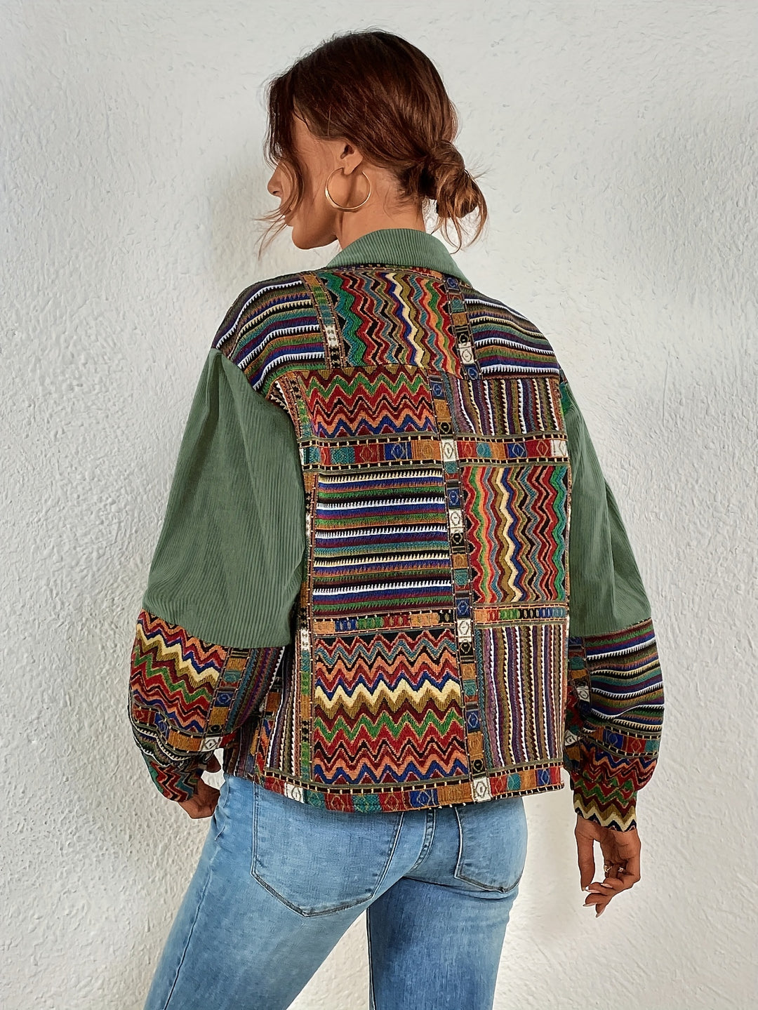 Amelina - Boho Patchwork Corduroy Button-Up Jacket