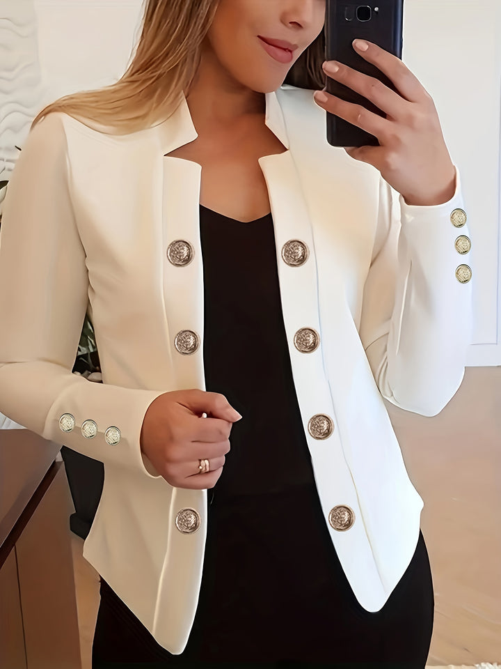 Raakel - Front Double Breasted Cuff Long Sleeve Blazer