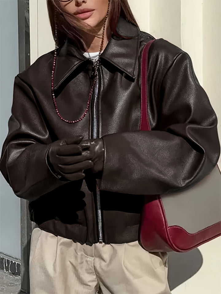 Thida - PU Leather Zip-Up Jacket