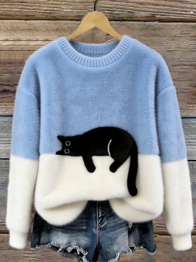 Aiste - Casual Cat Graphic Sweater