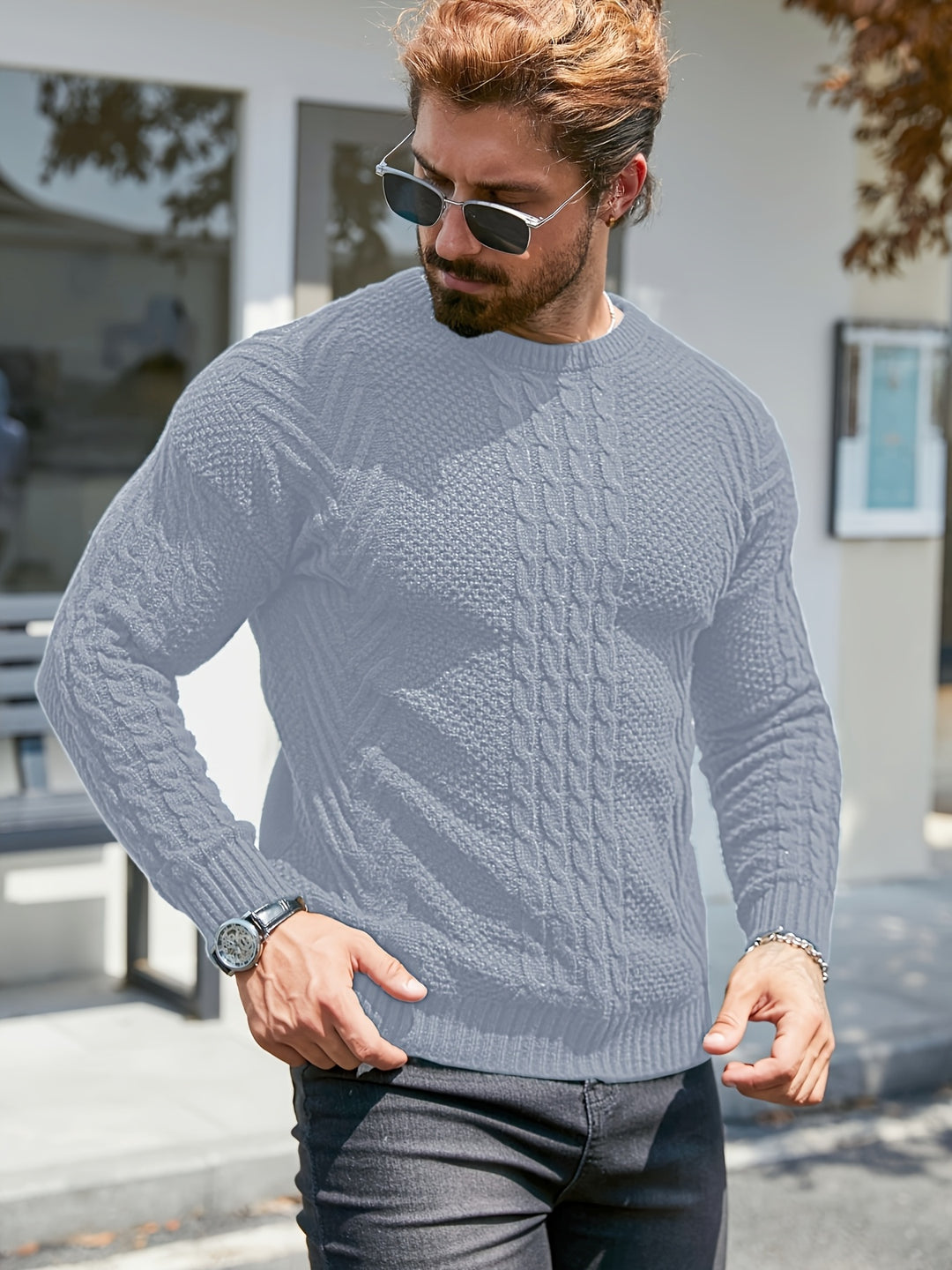 Eiduks - Classic Cable Knit Crew Neck Sweater