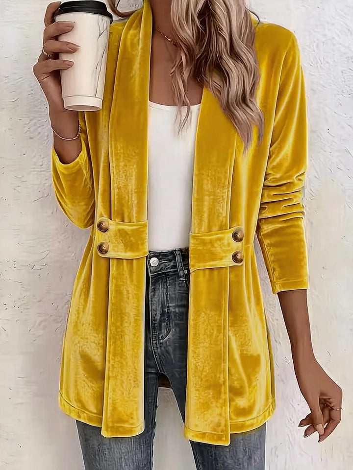 Sdenia - Velvet Open Front Longline Blazer