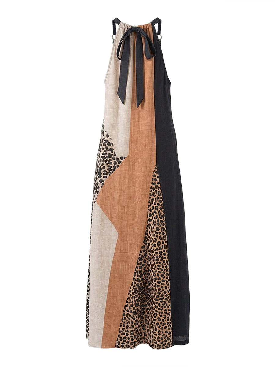 Terina - Maxi Dress With Leopard Print Paneling