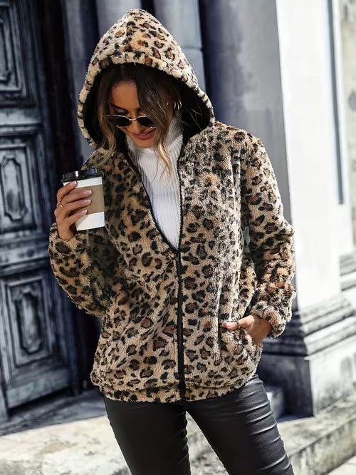 Lalena - Long Sleeve Leopard Print Jacket