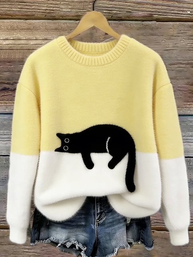 Aiste - Casual Cat Graphic Sweater