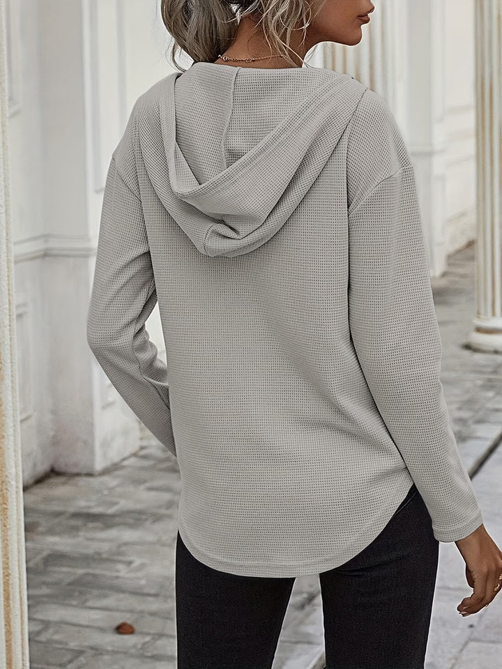 Seonie - Long Sleeve V Neck Hoodie