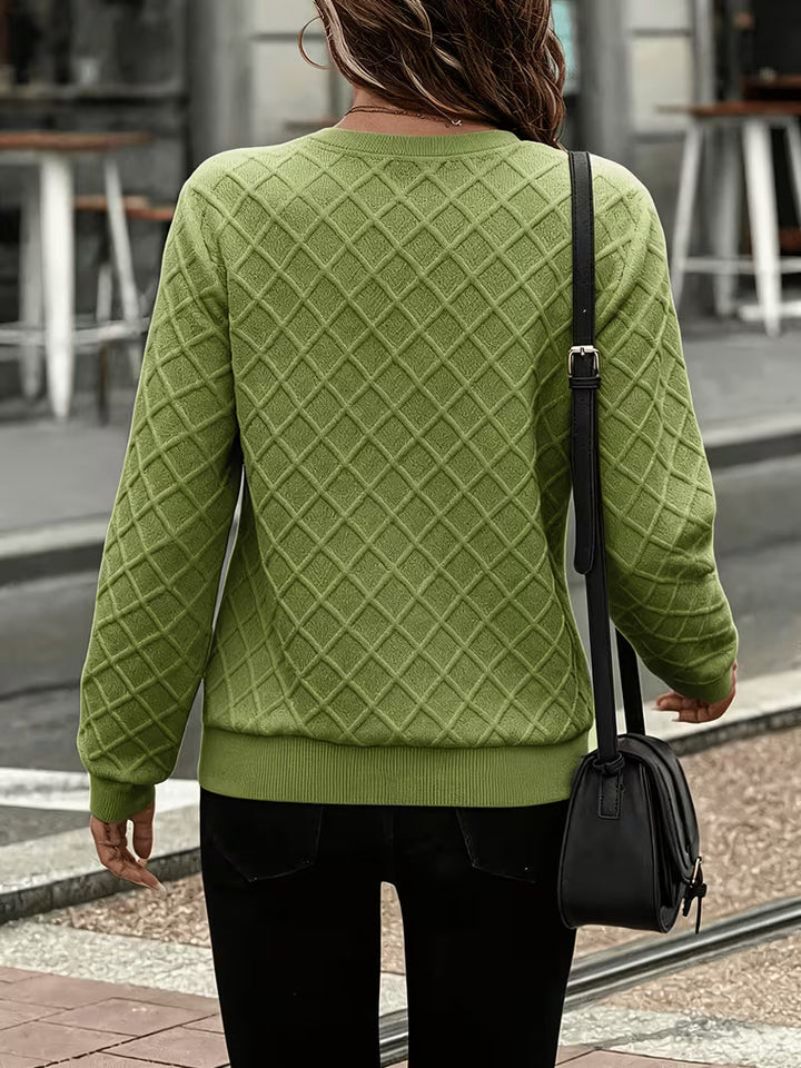 Juliet - Long Sleeve Textured Zip Neck Sweatshirt