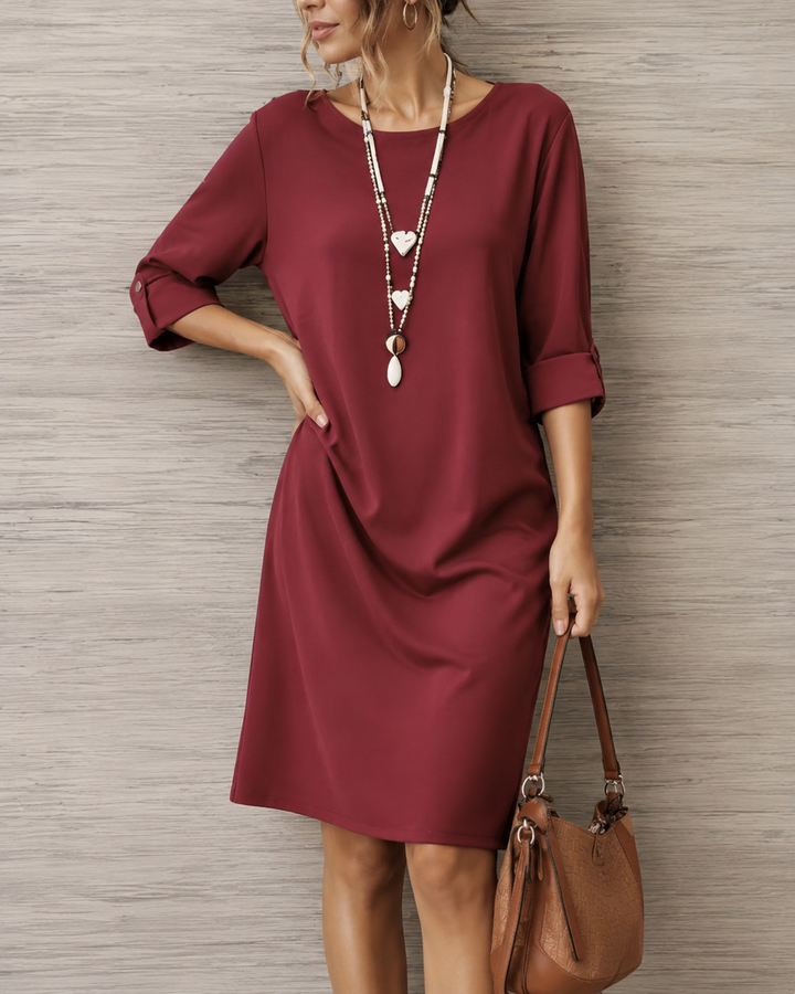 Huguette - Round-Neck Shift Dress With Pockets