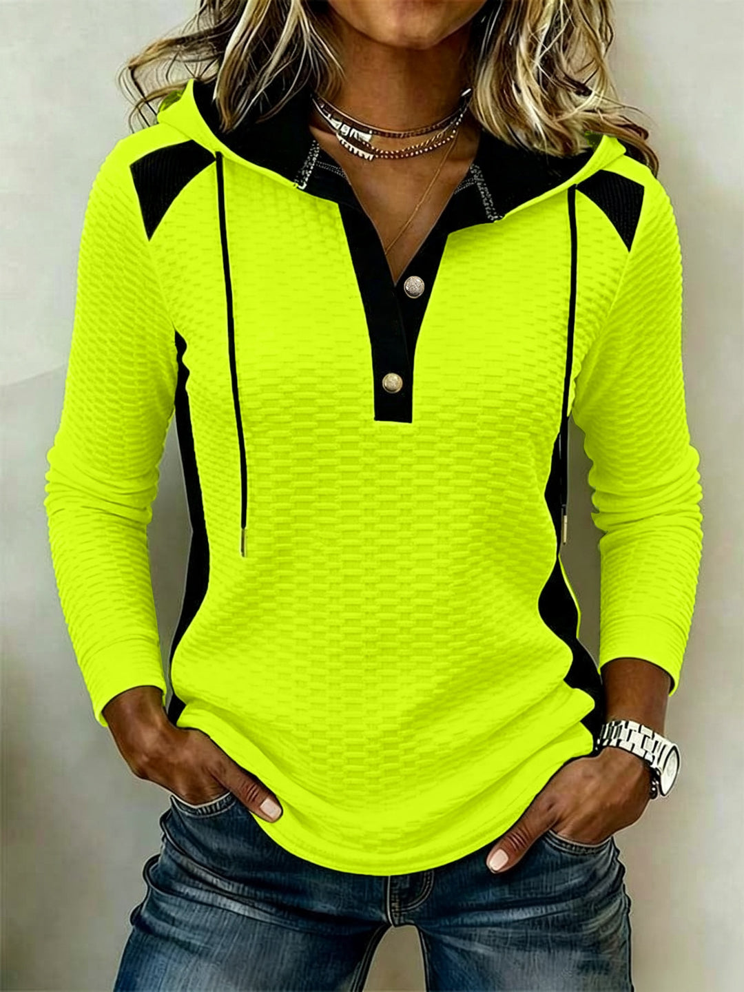 Karine - Casual Long Sleeve Hooded Top