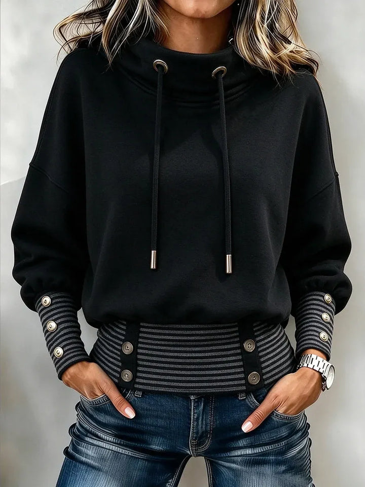 Nibika - Stand-Collar Drawstring Sweatshirt