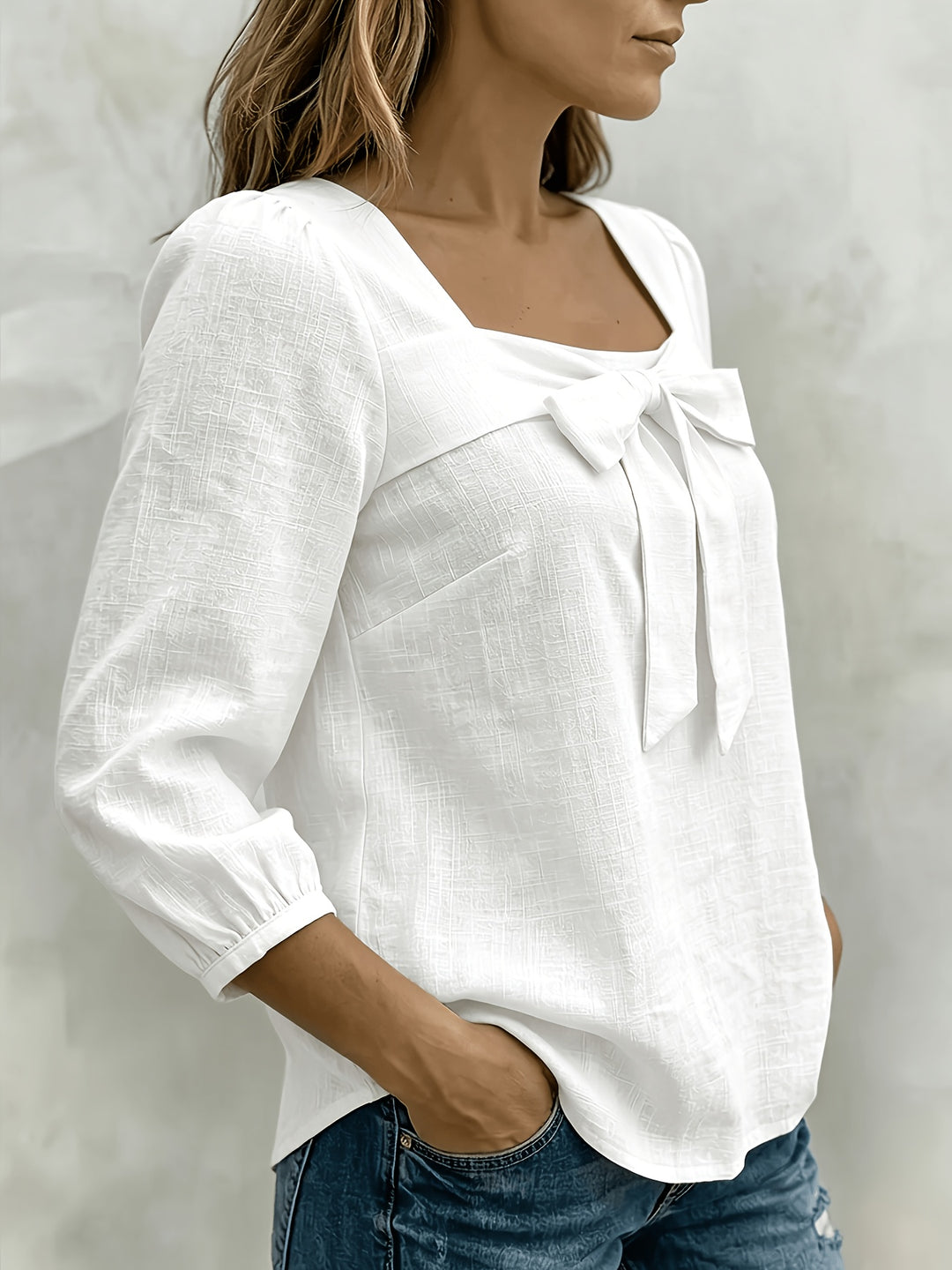 Monnie - Casual Summer Bow Shirt