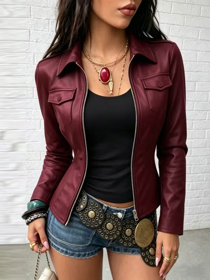 Shiona - Leather Jacket With Front Pockets