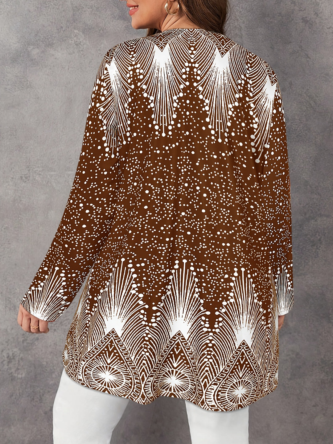 Joalyne - Casual Polka Dot and Line Pattern Cardigan