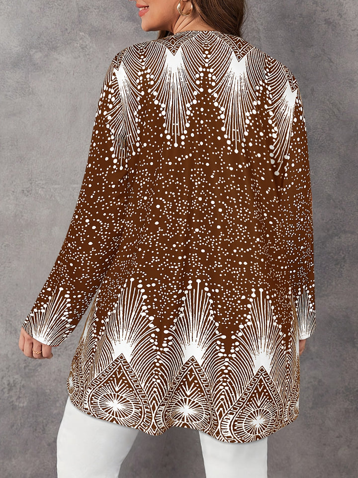 Joalyne - Casual Polka Dot and Line Pattern Cardigan