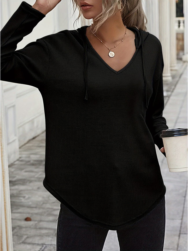 Seonie - Long Sleeve V Neck Hoodie