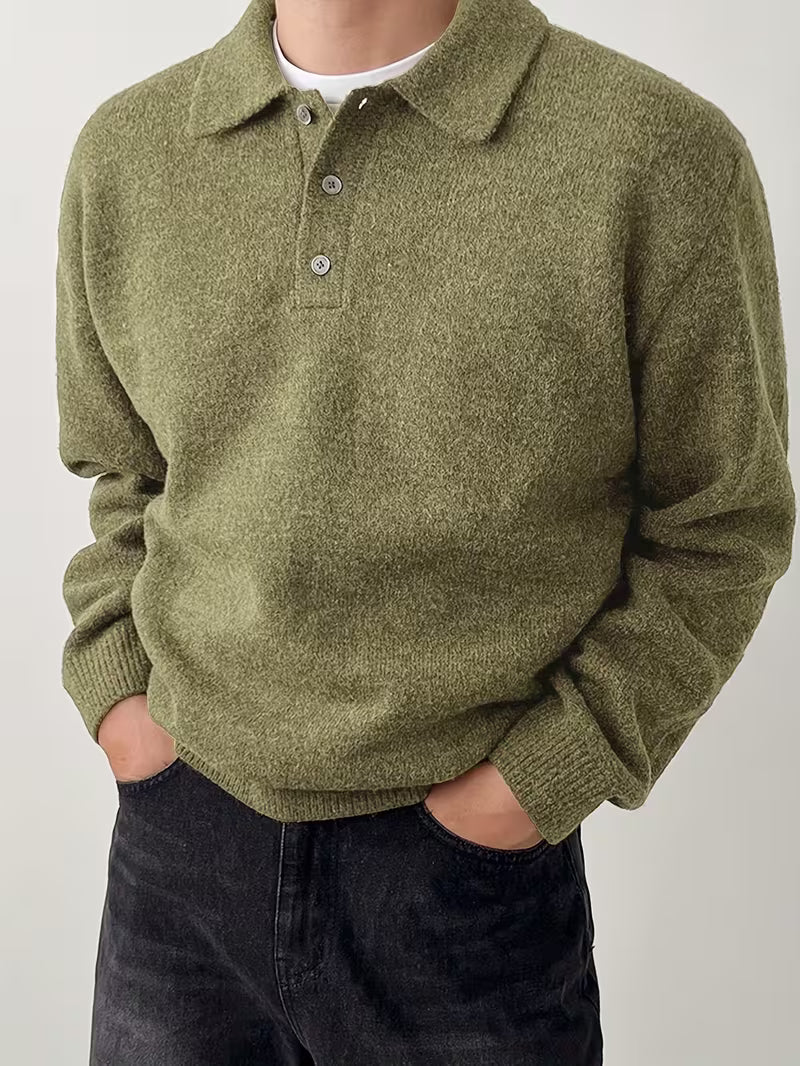 Yusif - Long Sleeve Button Up Knit Sweater
