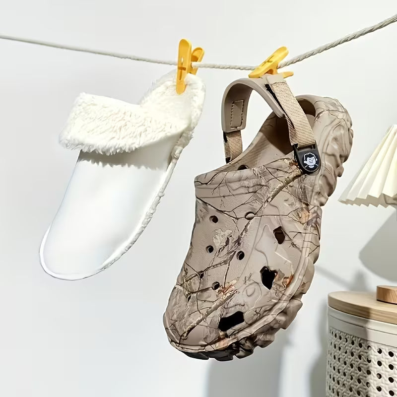 Sjoukje - Fleece Lined Camouflage Clogs with Adjustable Straps