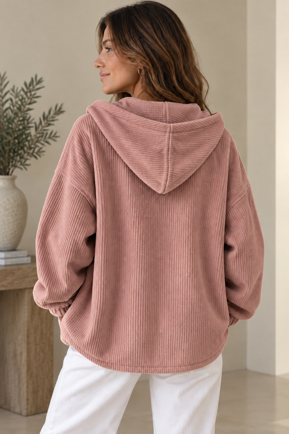 Nalina - Oversized Corduroy Hooded Jacket