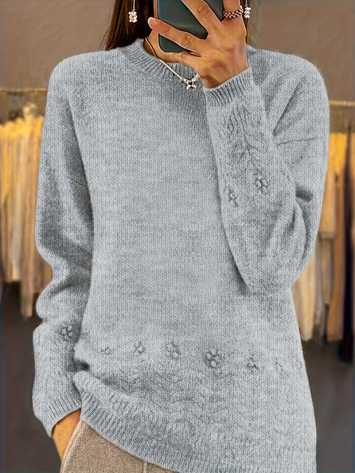Ghizala - Floral Knit Crewneck Sweater