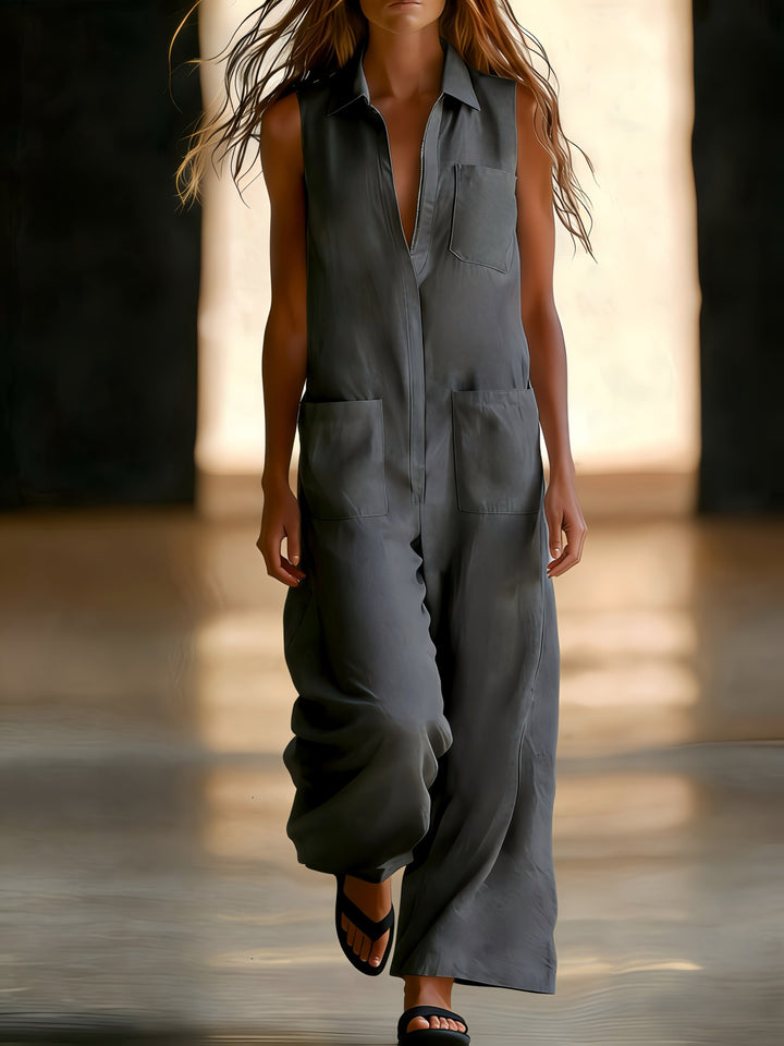 Kristiana - Casual Wide Leg Jumpsuit With Pocket