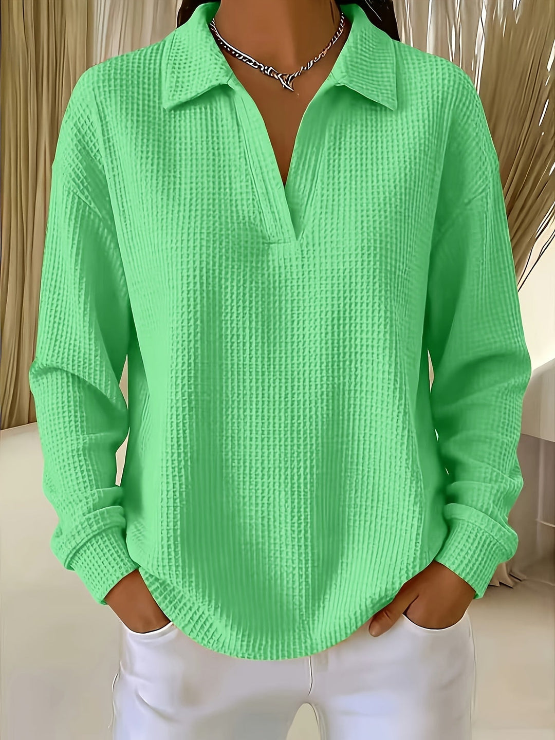Daphnie - Elegant Polo Collar Shirt