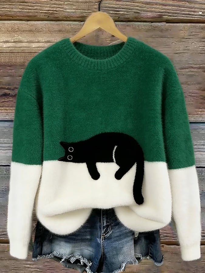 Aiste - Casual Cat Graphic Sweater