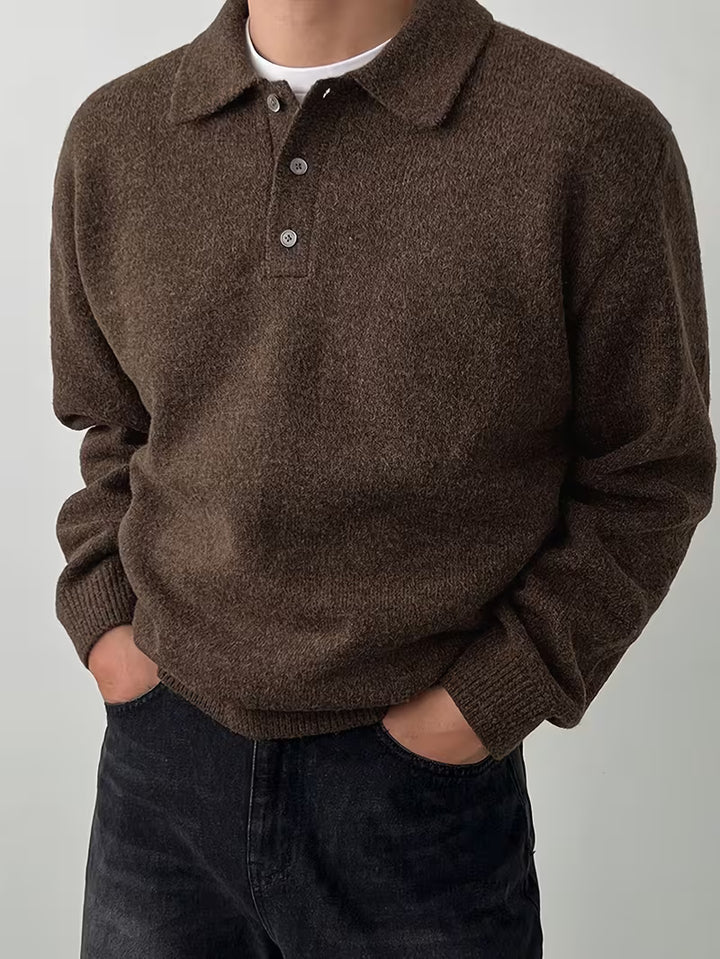 Yusif - Long Sleeve Button Up Knit Sweater