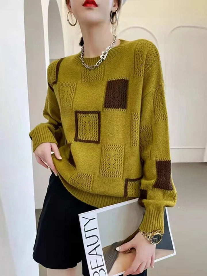 Aniska - Block Pattern Knitted Sweater