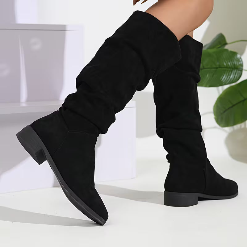 Joliza - Slouchy Mid-Calf Boots With Low Heel