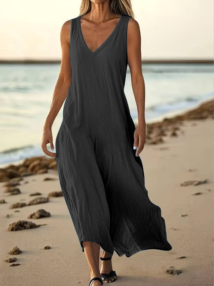 Brina - Elegant V-Neck Sleeveless Maxi Dress