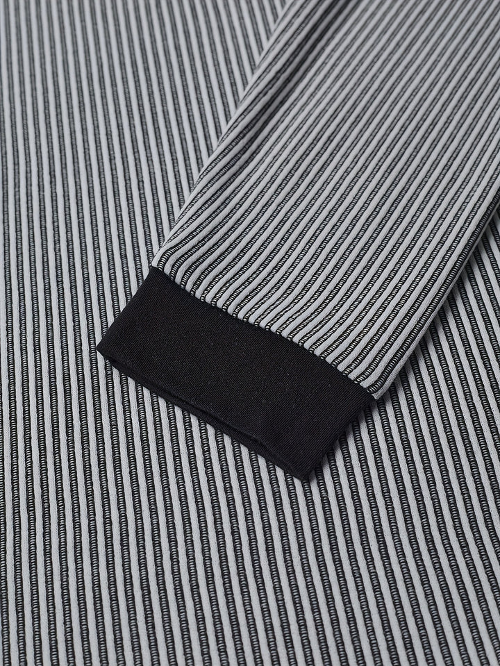 Deegan - Textured Striped Collar Long Sleeve Henley Shirt