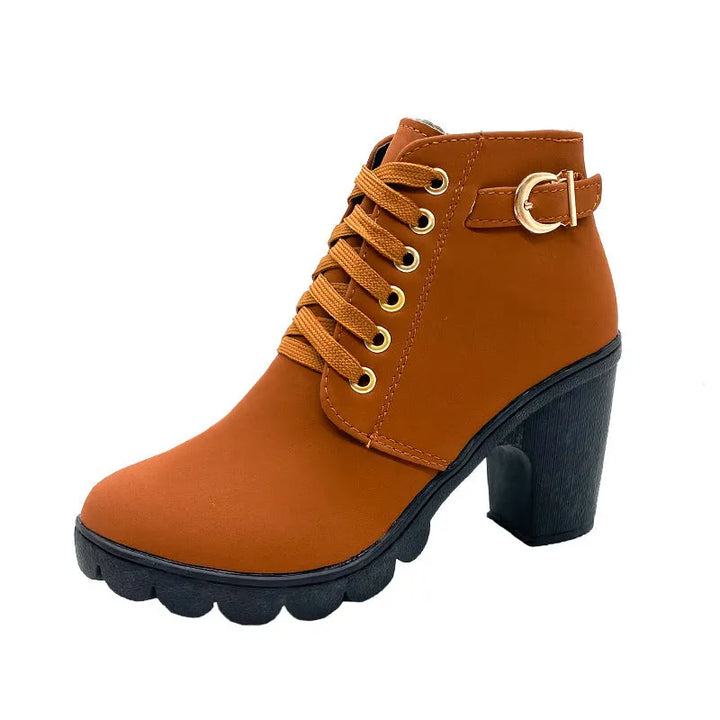 Wiltrud - Lace-Up Ankle Boots with Block Heels