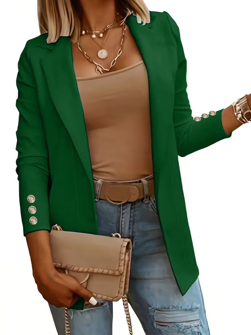 Nikia - Long sleeve Decorative Button Blazer