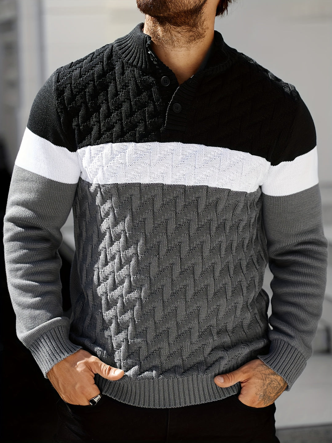 Lilfad - Casual Stand Collar Knitted Sweater