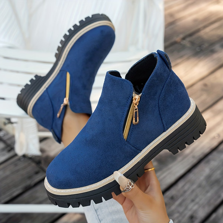 Angelika - Suede Ankle Boots With Side Zip