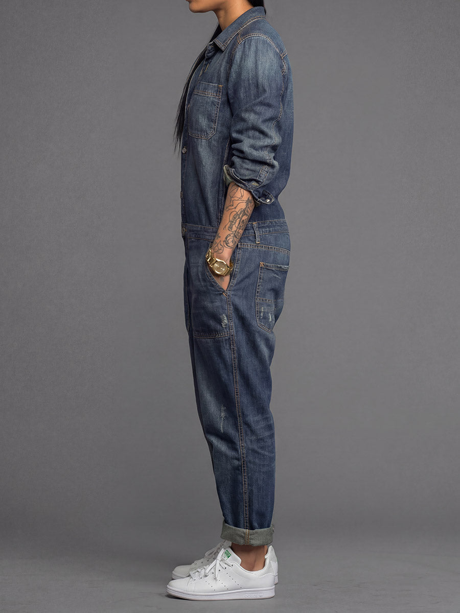 Ravina - Button Front Utility Jumpsuit