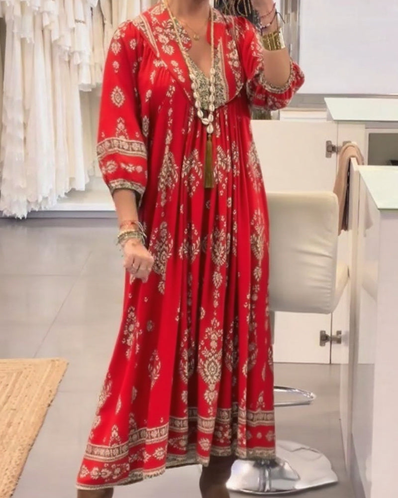 Zonia - Casual Printed Dress With Pockets