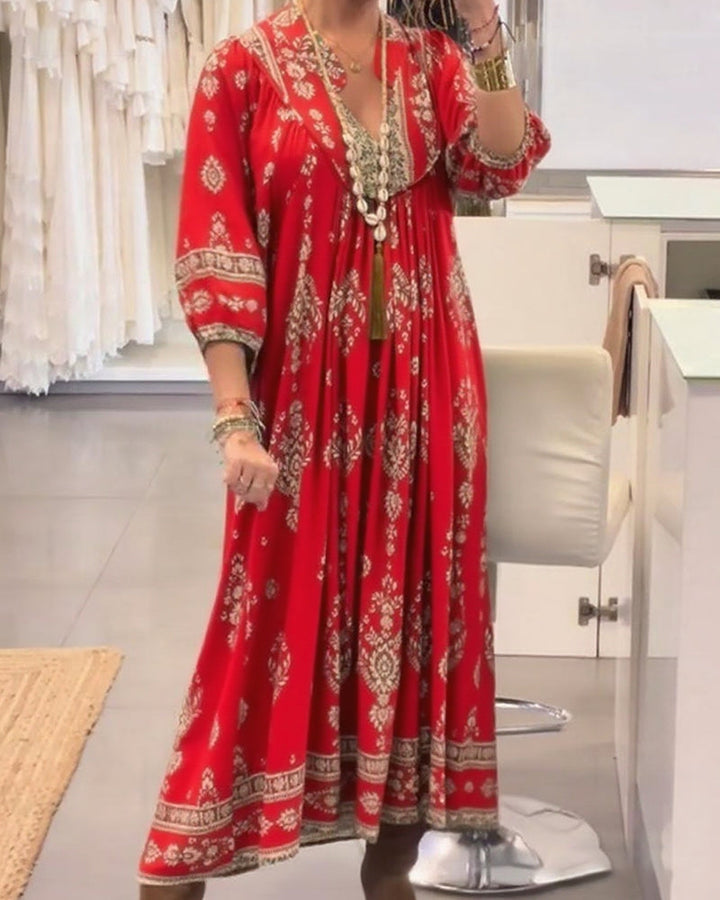 Zonia - Casual Printed Dress With Pockets
