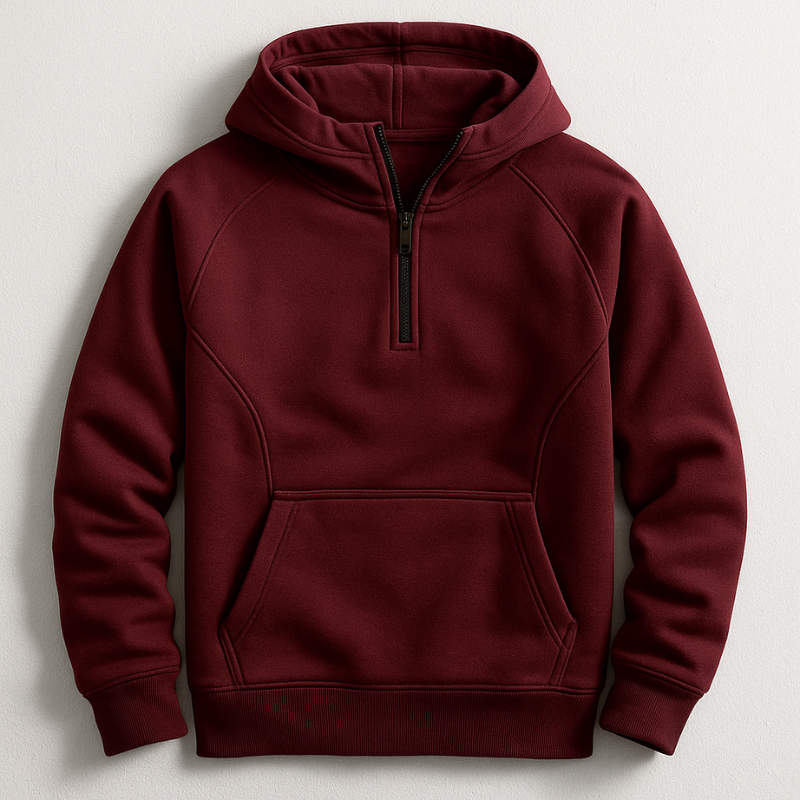 Kennet - Quarter Zip Hooded Long Sleeve Sweatshirt