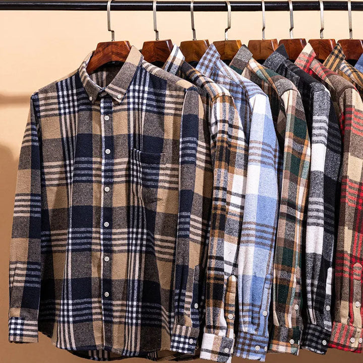 Joman - Plaid Button-Up Long Sleeve Shirt
