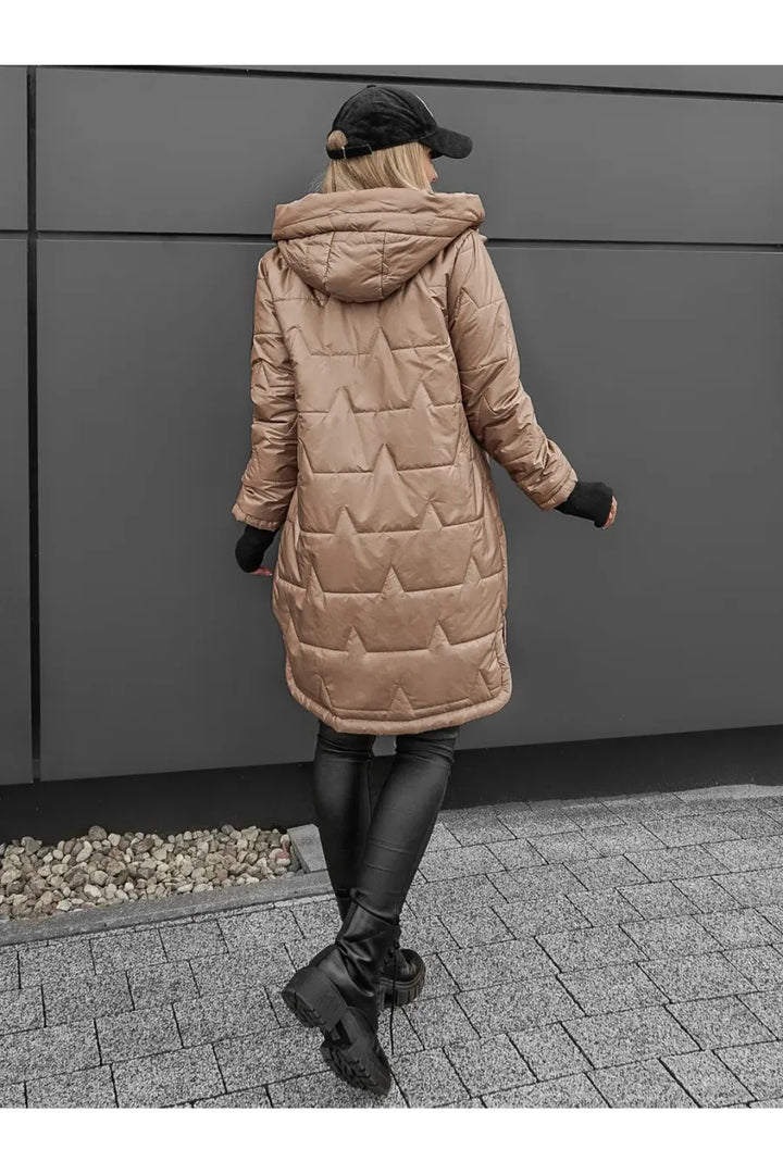 Lipina - Quilted Long Hooded Jacket
