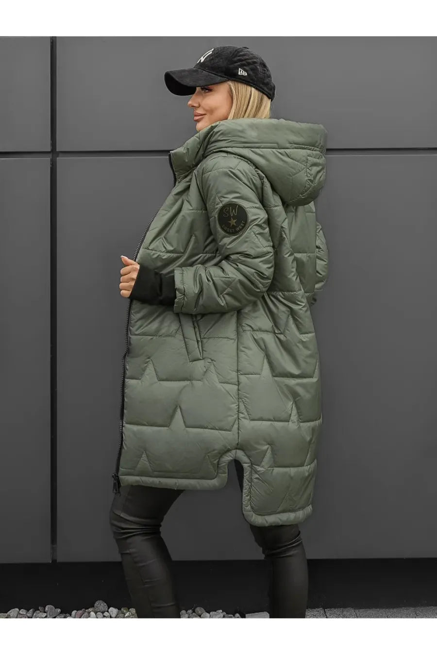 Lipina - Quilted Long Hooded Jacket