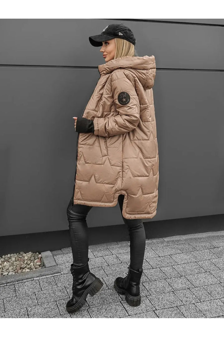 Lipina - Quilted Long Hooded Jacket
