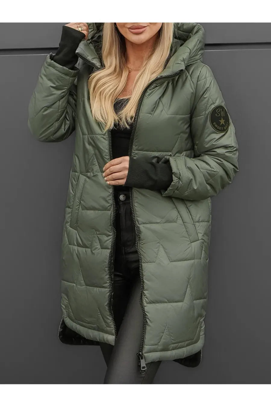 Lipina - Quilted Long Hooded Jacket