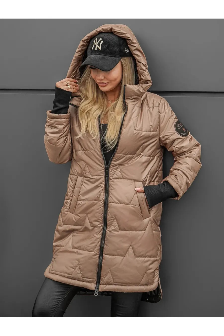 Lipina - Quilted Long Hooded Jacket