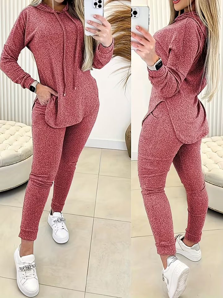 Jizena - Stylish Hooded Two-Piece Set