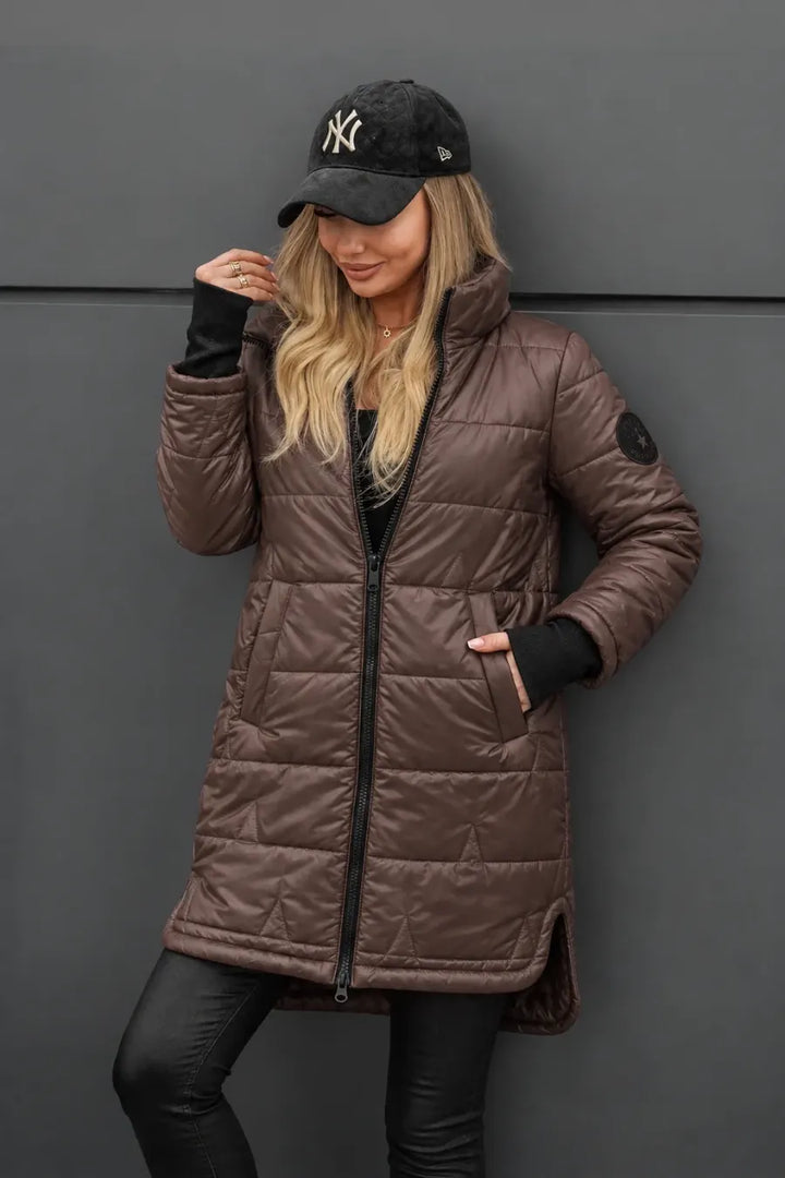 Lipina - Quilted Long Hooded Jacket