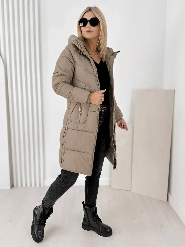 Ezekiel  - Long Hooded Puffer Coat With Side Zippers